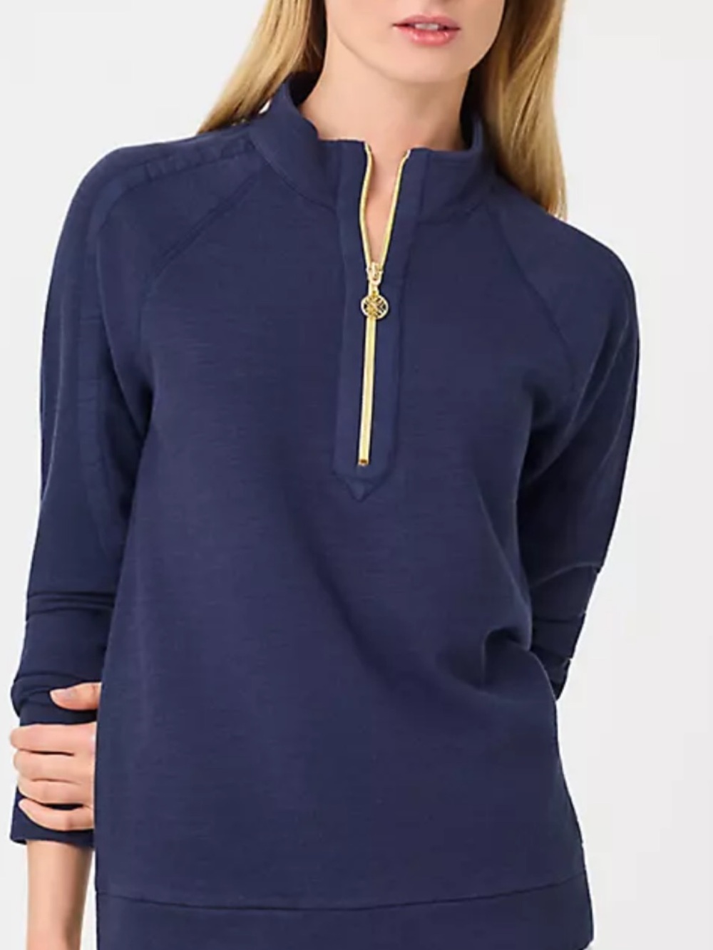 Lilly Pulitzer Navy Half-Zip Long Sleeve Top